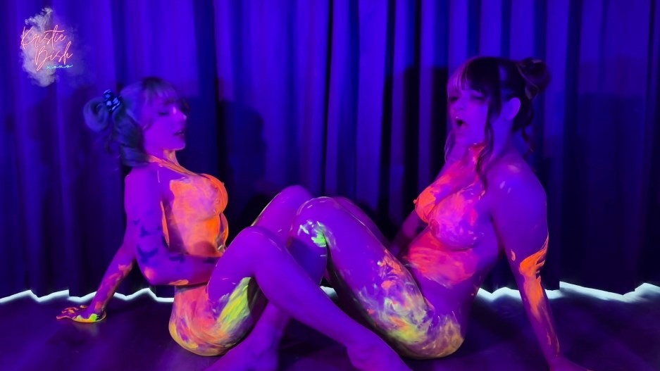 Kristie Bish - Two Girls Scissoring in Blacklight